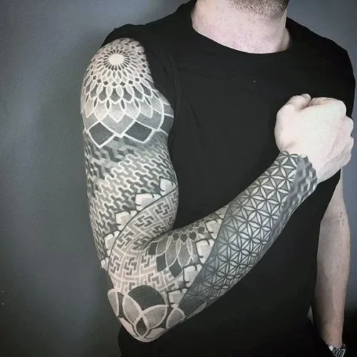 mens-geometric-sleeve-tattoo-design-ideas mens-geometric-sleeve-tattoo-design-ideas